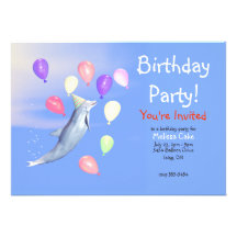 Dauphin de partie de joyeux anniversaire d'enfants faire-parts