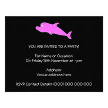 Dauphin rose sur le noir invitations personnalisées