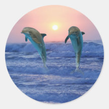 Dauphins au lever de soleil autocollants