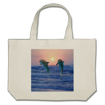 Dauphins au lever de soleil sac fourre-tout