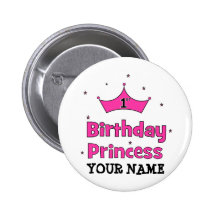 de 1st Prinses van de Verjaardag!  met roze kroon Button