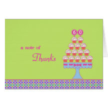de 60ste Verjaardag Cupcakes dankt u kaardt Wenskaarten