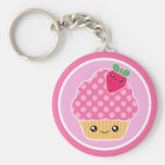 De Aardbei Keychain van Cupcake van Kawaii Sleutelhanger