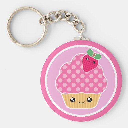 De Aardbei Keychain van Cupcake van Kawaii Sleutelhanger