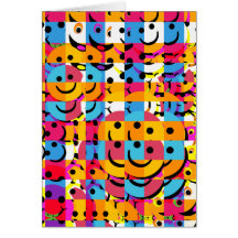 De abstracte Collage van Gezichten Smiley Kaarten