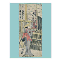 De actoren Bando Hikosaburo en Nakamura Noshio Wenskaarten
