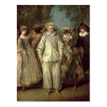 De actoren van Commedia dell'Arte Wenskaart