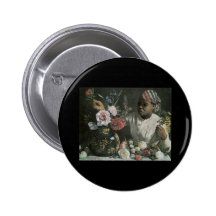 De Afrikaanse Vrouw van Bazille met Pioenen Speldbuttons
