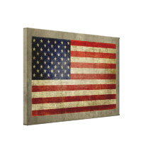 De Amerikaanse Vlag met doorstane wijnoogst, eindi Canvas Print