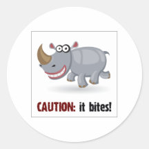 De beten van de het babyRinoceros van de cartoon Stickers
