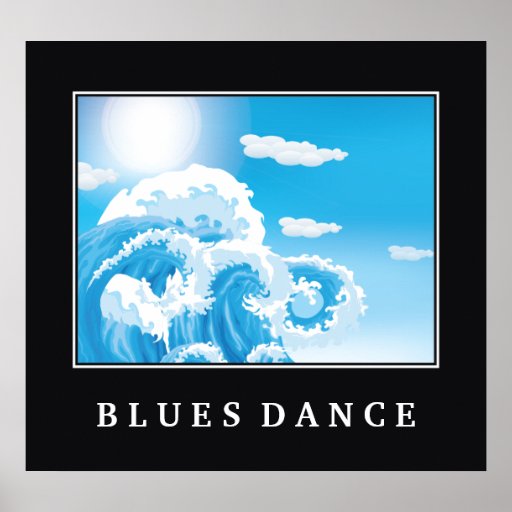 De blauw dansen blauwe witte oceaan motivatie golv print