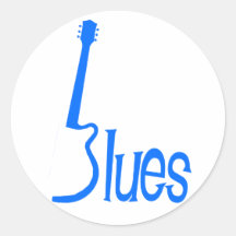 De Blauw van de gitaar Ronde Sticker