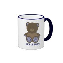 De blauwe Gevulde Gingang draagt Baby shower het e Koffie Beker