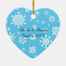 De blauwe gunsten van het sneeuwvlokkenhuwelijk kerst ornament
