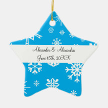 De blauwe gunsten van het sneeuwvlokkenhuwelijk ornament