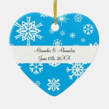 De blauwe gunsten van het sneeuwvlokkenhuwelijk ornament