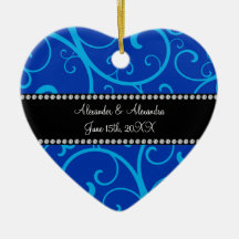 De blauwe gunsten van het wervelingenhuwelijk kerst ornament