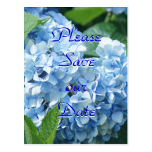 De blauwe Hydrangea hortensia's sparen onze datump Wenskaarten
