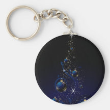 De Blauwe Kerstboom van Sparkly Sleutel Hanger