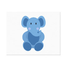 De blauwe Olifant van de Cartoon Canvas Afdrukken