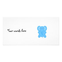 De blauwe olifant van het baby gepersonaliseerde fotokaarten