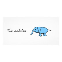 De blauwe olifant van het baby fotokaart sjabloon