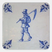 De Blauwe Tegel van Delft - de de Dragende Zeis of Vierkante Stickers