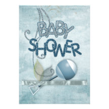 De blauwe Uitnodiging van Babyshower van de Rammel