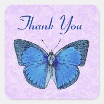 De blauwe Vintage Sticker van de Vlinder