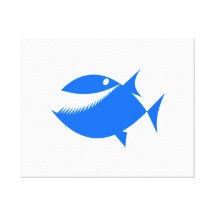 De blauwe Vissen van de Cartoon Gallerij Wrap Canvas