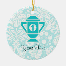 De blauwgroen 1st Trofee van de Plaats Kerstboom Ornamenten