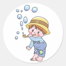 De Blazende Bellen van de jongen Ronde Stickers