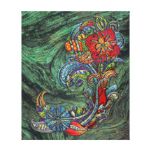 De bloemen Krullen vatten Modern Art. samen Canvas Prints