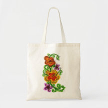 De bloemzak van de kunst draagtassen