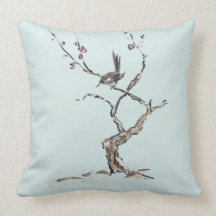 De Bloesem & Nuthatch van de pruim - Blauwe Japans Lounge Kussen