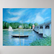 De boot van de Brug in Argenteuil Afdruk