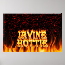 De brand van Irvine hottie en vlammen Rood marmer Poster