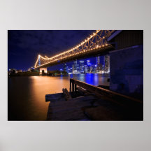 De Brug van het Verhaal van Brisbane bij nacht Afdruk