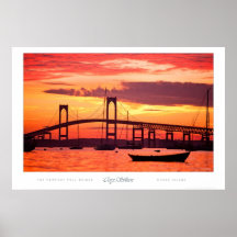 De Brug van Nieuwpoort bij Zonsondergang Poster