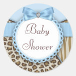 De bruine en Blauwe Stickers van het Baby shower v