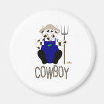 De bruine en Witte Bruine Cowboy van de Koe van de Koelkast Magneten