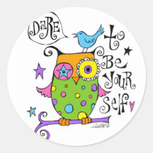 De capricieuze Illustratie van de Uil Ronde Stickers