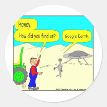 De Cartoon van Google Earth in kleur Ronde Sticker