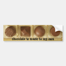 de chocolade is muziek aan mijn oren bumperstickers