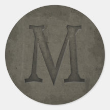 De concrete Brief M van het Monogram Ronde Sticker
