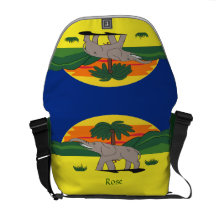 De de gouden Olifant en Palm van de Kust op de Zak Courier Bags