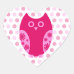 De de roze Stickers van het Hart van de Uil of Ver
