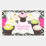 De diy kleuren van PixDezines, cupcake+het damast  Rechthoekige Sticker