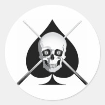 De dodelijke Aas van het Biljart Ronde Stickers