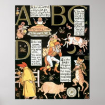De druk van de Absurde Kinderen van ABC Vintage Poster